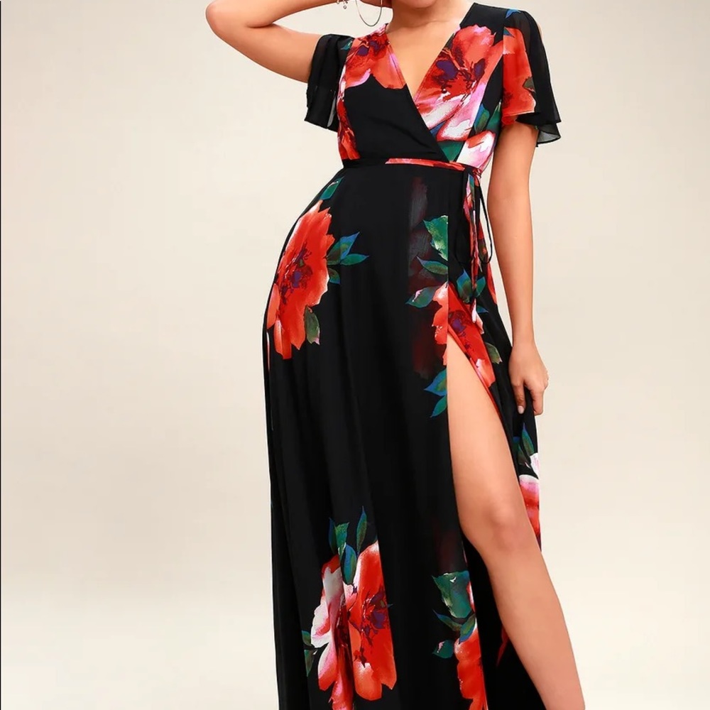 Floral print wrap maxi dress